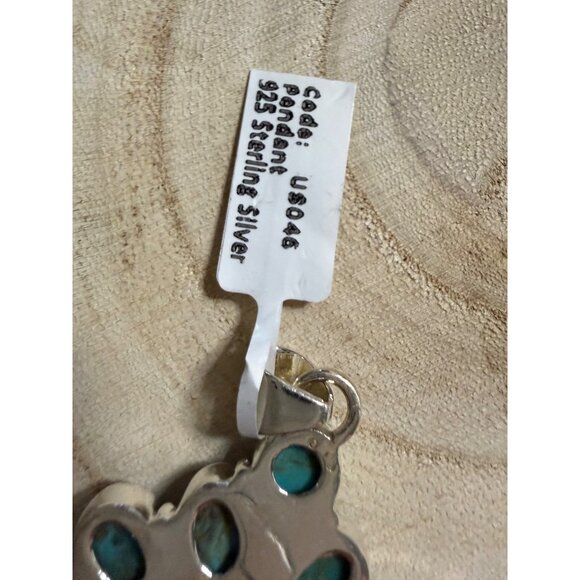 Artisan Kingman Turquoise Cluster Naja Statement Pendant Sterling Silver Boho - Picture 7 of 12